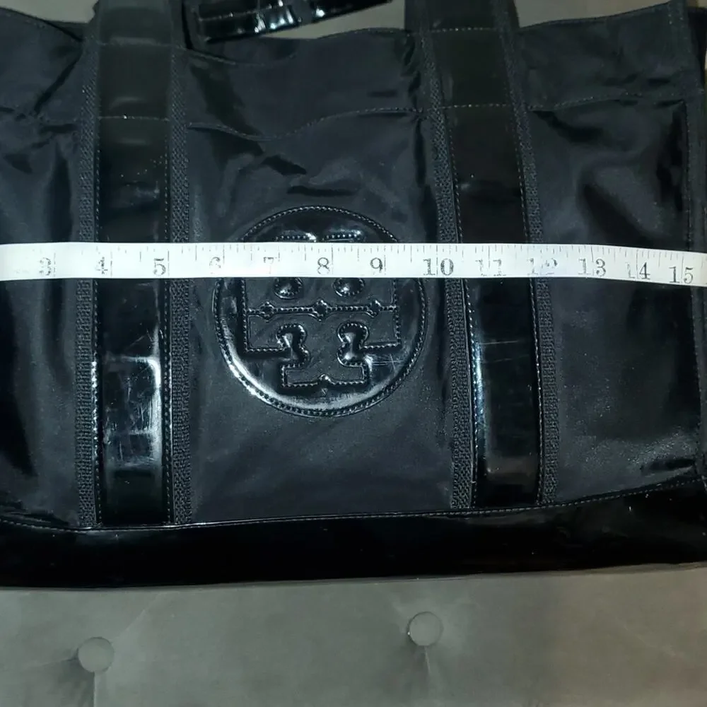 Tory Burch Black Nylon and Leather Ella Tote EUC